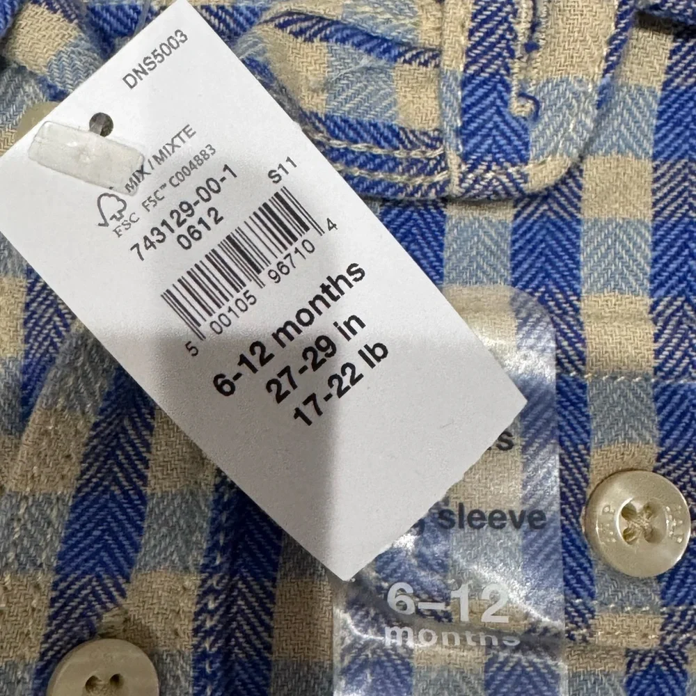 5 for $25 SALE 🎉  Blue and Tan Plaid Button-Front Kids Shirt- baby gap